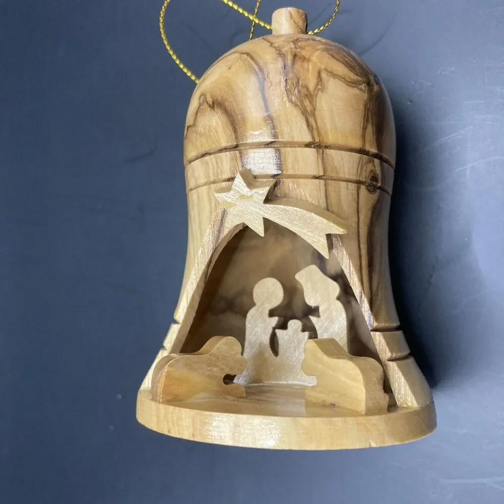 Olivewood Bethlehem Nativity Ornament Israel Hand Carved Holy Land Christmas